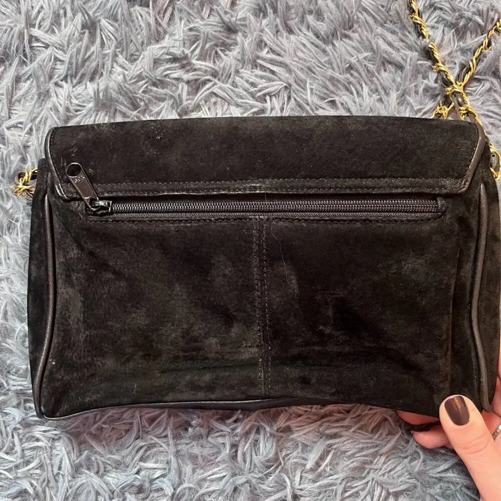 Vintage Amanda Smith Black Suede Crossbody Bag